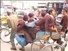 Amritsar school children (10!) on a bike rickshaw 